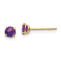 14k Madi K 4mm Round Amethyst Post Earrings