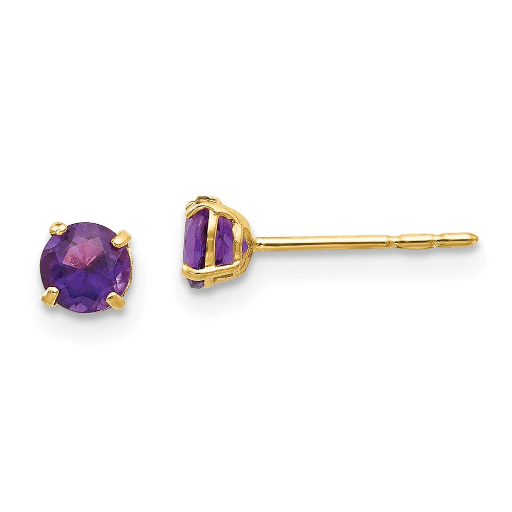 14k Madi K 4mm Round Amethyst Post Earrings