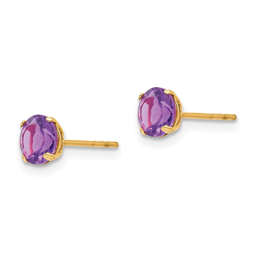 14k Madi K 5mm Round Amethyst Post Earrings