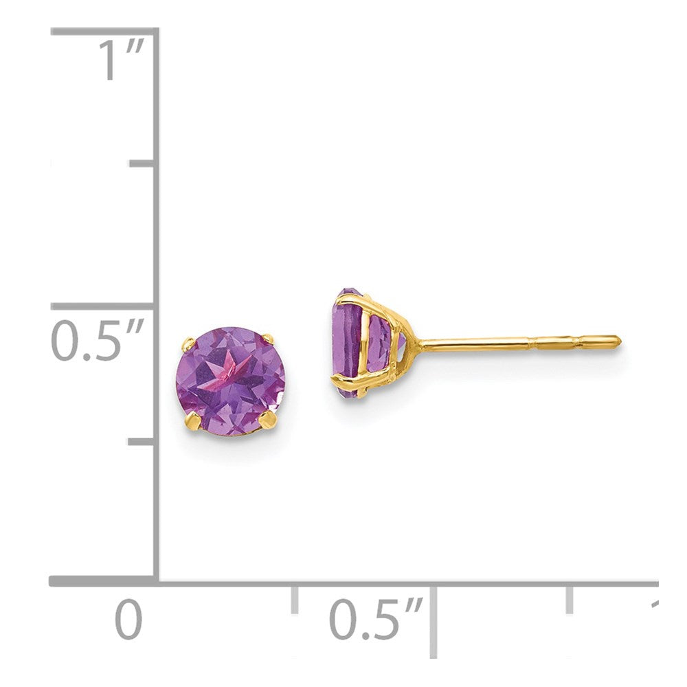 14k Madi K 5mm Round Amethyst Post Earrings