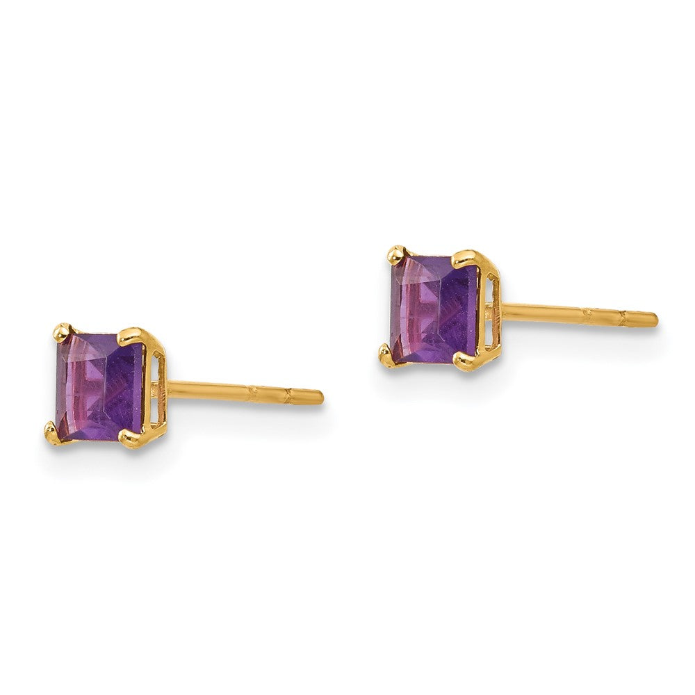 14k Madi K 4mm Square Amethyst Post Earrings