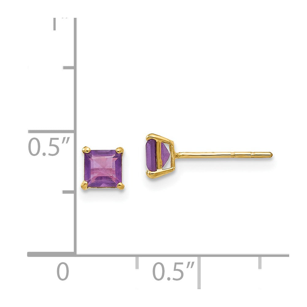 14k Madi K 4mm Square Amethyst Post Earrings