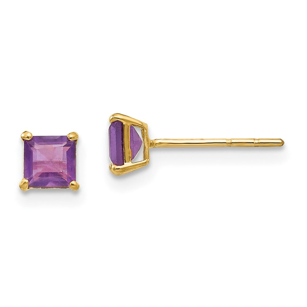 14k Madi K 4mm Square Amethyst Post Earrings