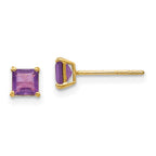 14k Madi K 4mm Square Amethyst Post Earrings