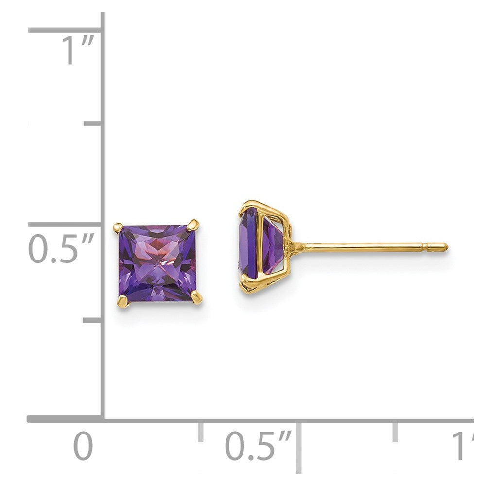 14k Madi K 5mm Square Amethyst Post Earrings