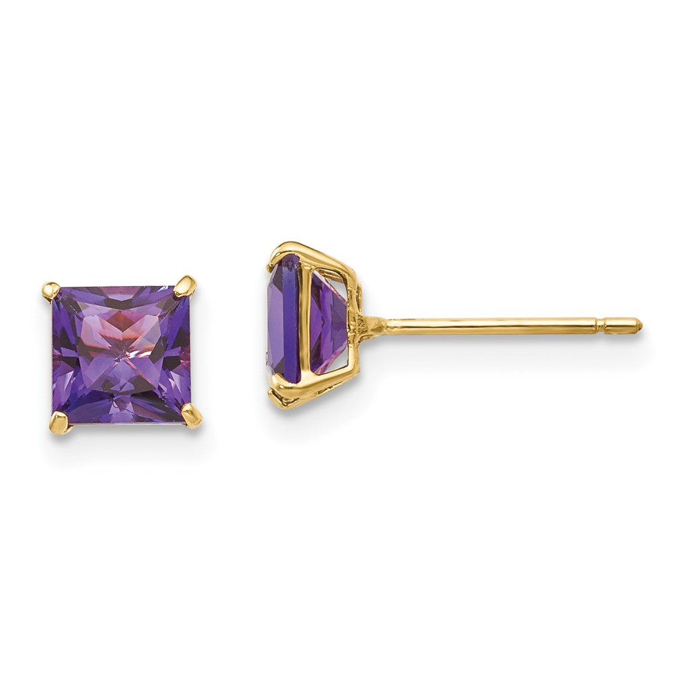 14k Madi K 5mm Square Amethyst Post Earrings