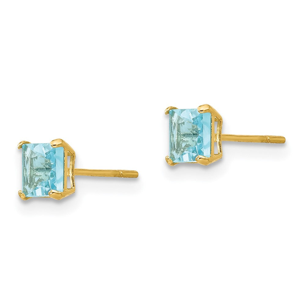 14k Madi K 4mm Square Blue Topaz Post Earrings