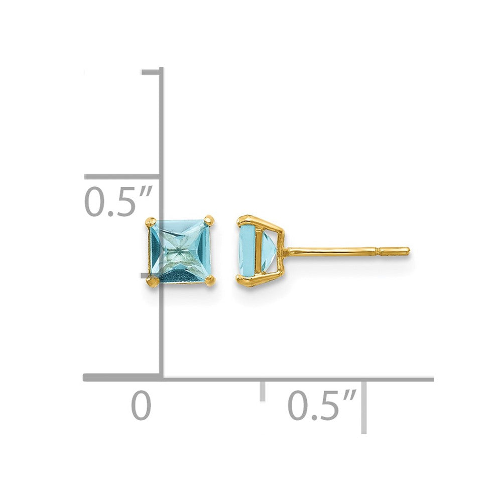 14k Madi K 4mm Square Blue Topaz Post Earrings
