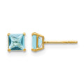 14k Madi K 4mm Square Blue Topaz Post Earrings