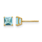 14k Madi K 4mm Square Blue Topaz Post Earrings