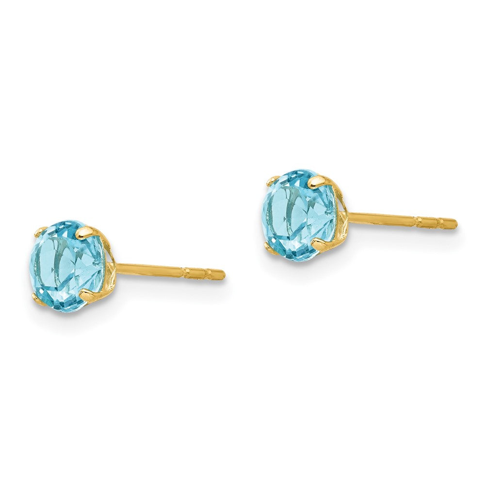 14k Madi K 5mm Round Blue Topaz Post Earrings