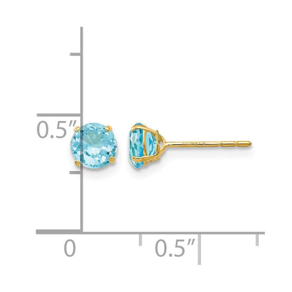 14k Madi K 5mm Round Blue Topaz Post Earrings