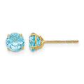14k Madi K 5mm Round Blue Topaz Post Earrings
