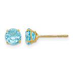 14k Madi K 5mm Round Blue Topaz Post Earrings