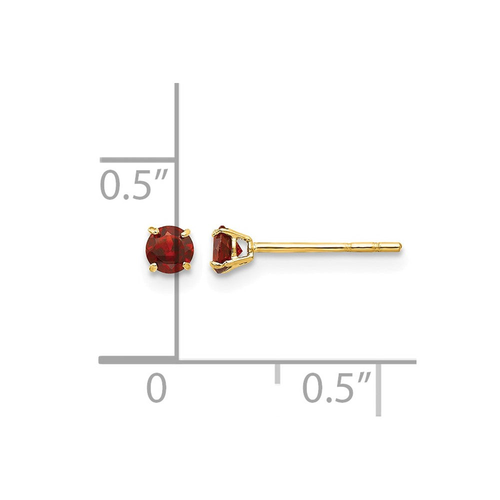 14k Madi K 3mm Round Garnet Post Earrings