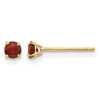 14k Madi K 3mm Round Garnet Post Earrings