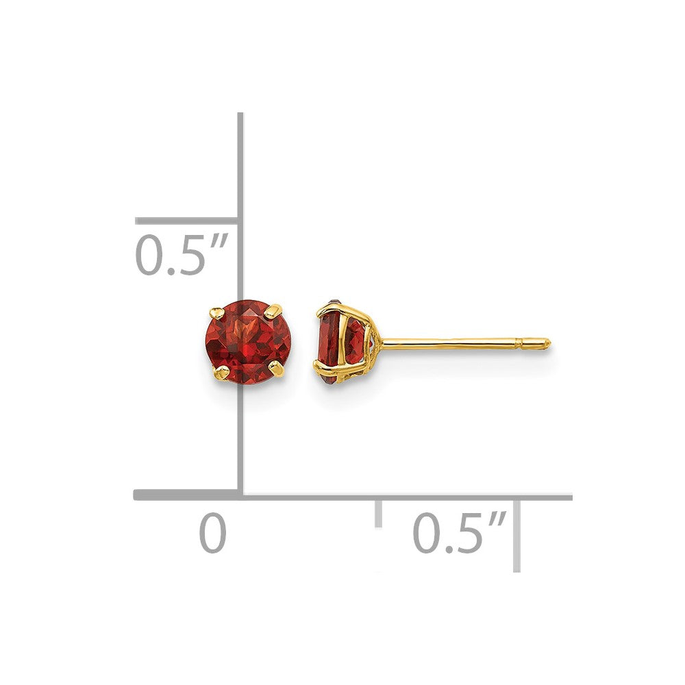 14k Madi K 4mm Round Garnet Post Earrings