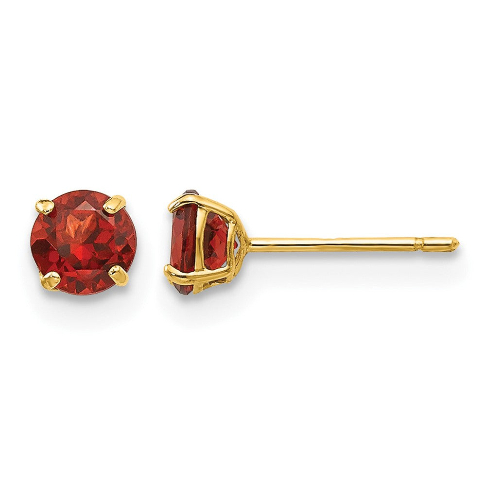 14k Madi K 4mm Round Garnet Post Earrings