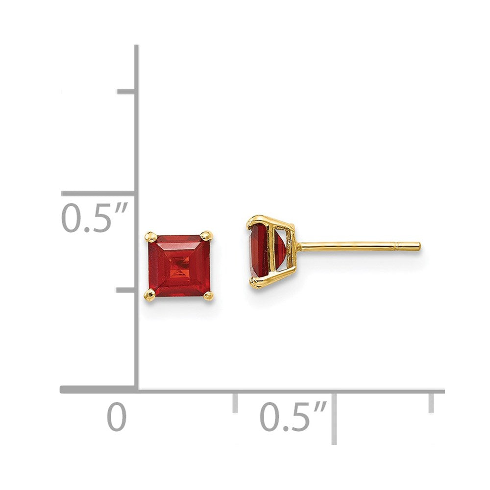 14k Madi K 4mm Square Garnet Post Earrings