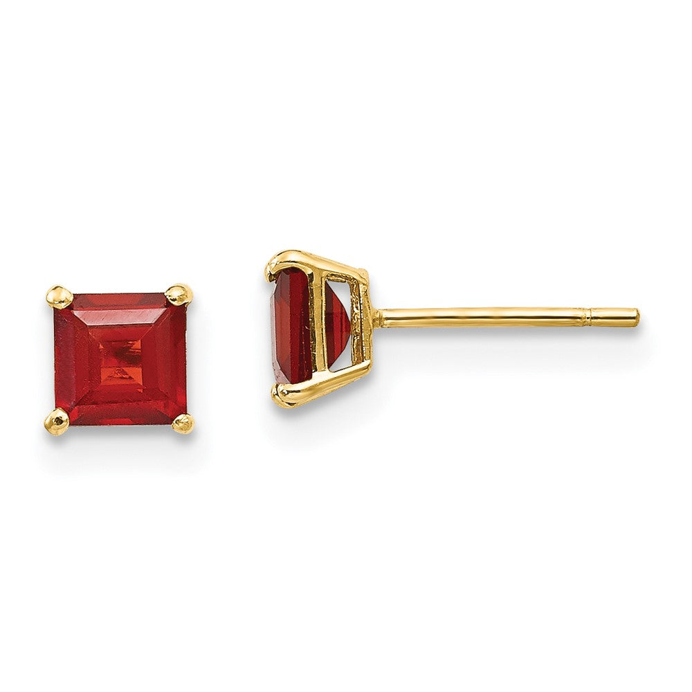 14k Madi K 4mm Square Garnet Post Earrings