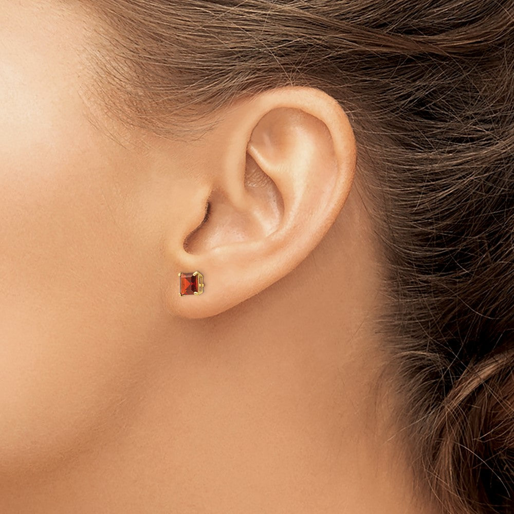 14k Madi K 5mm Square Garnet Post Earrings