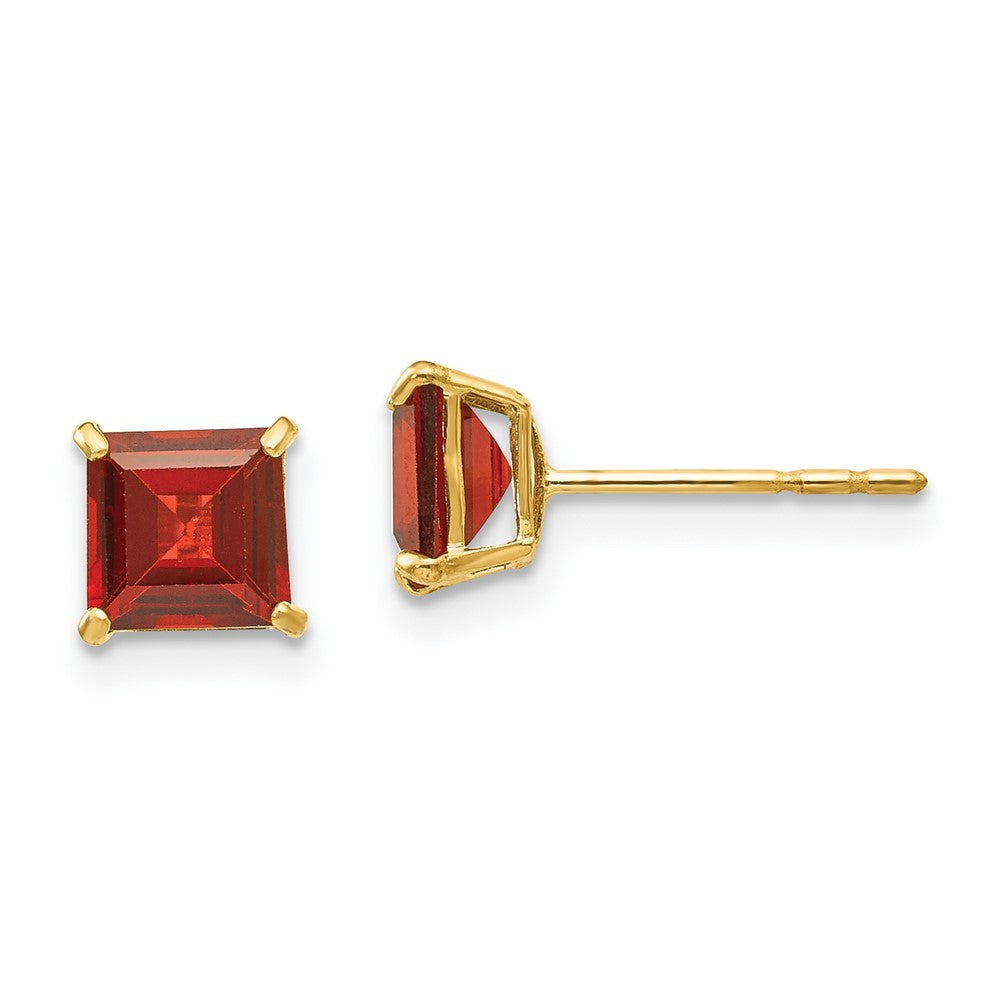 14k Madi K 5mm Square Garnet Post Earrings