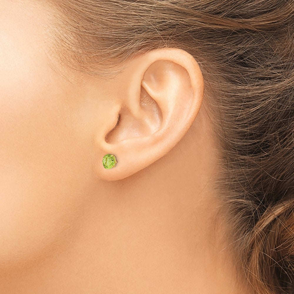 14k Madi K 6mm Round Peridot Post Earrings