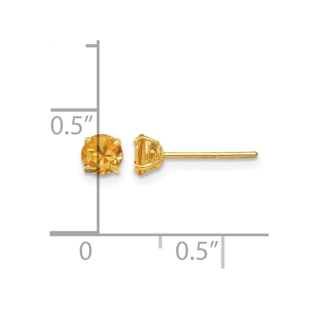 14k Madi K 4mm Round Citrine Post Earrings