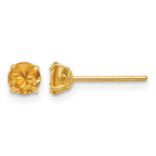 14k Madi K 4mm Round Citrine Post Earrings