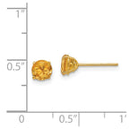 14k Madi K 5mm Round Citrine Post Earrings
