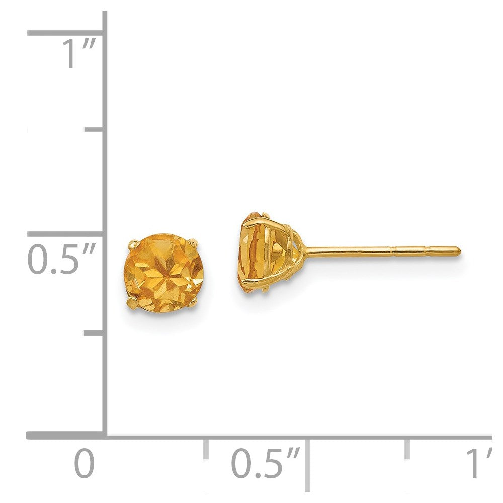 14k Madi K 5mm Round Citrine Post Earrings