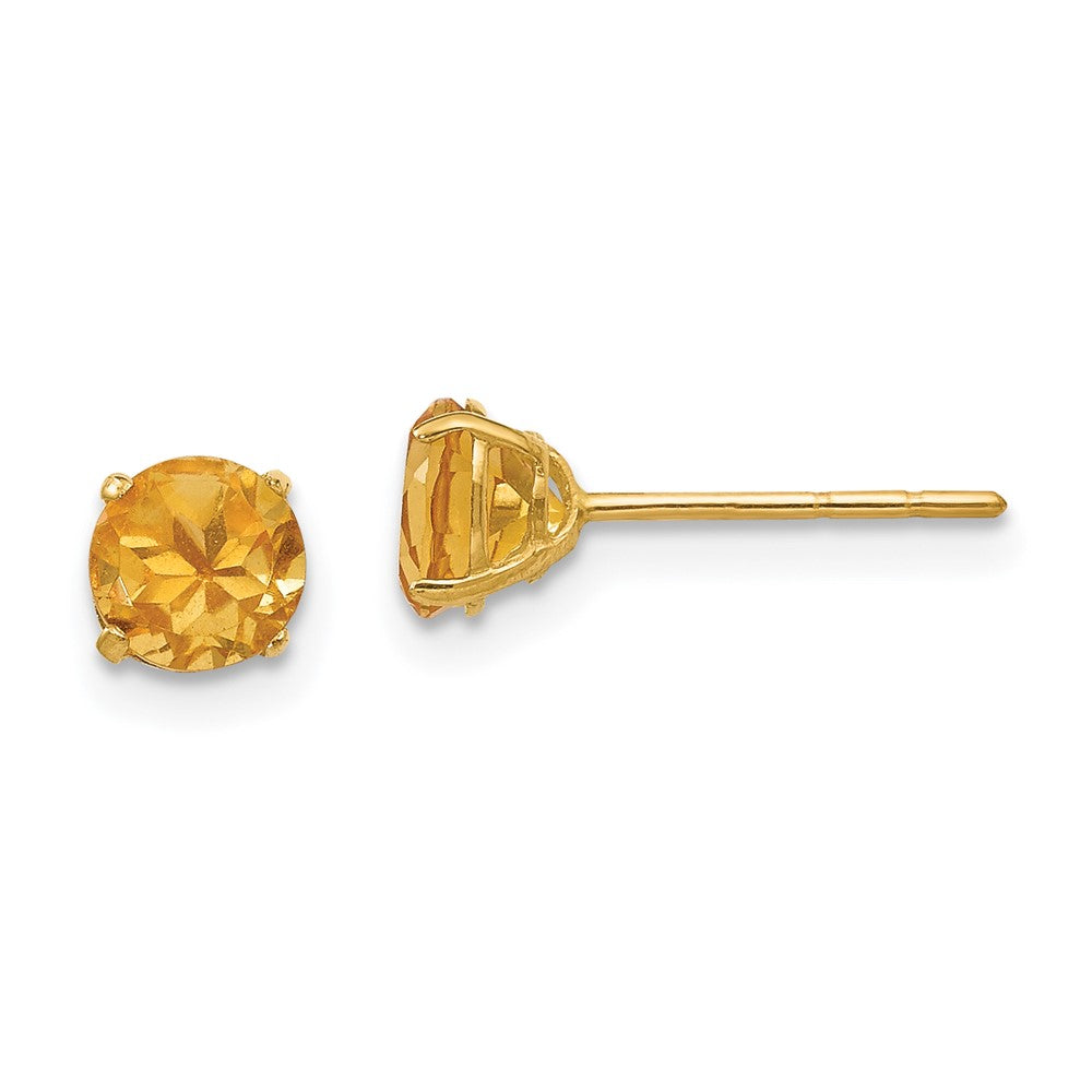 14k Madi K 5mm Round Citrine Post Earrings