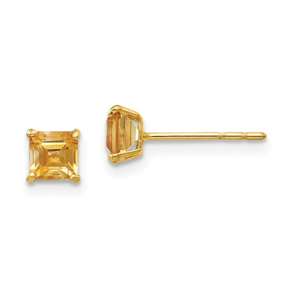 14k Madi K 4mm Square Citrine Post Earrings