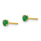 14k Madi K 3mm Round Emerald Post Earrings