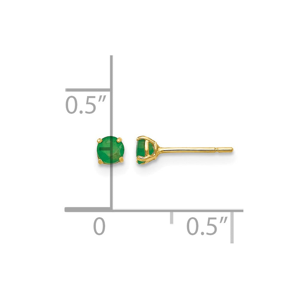 14k Madi K 3mm Round Emerald Post Earrings