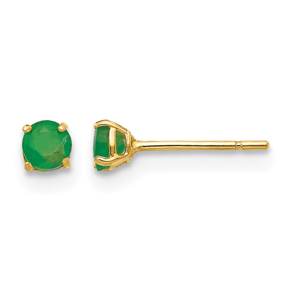 14k Madi K 3mm Round Emerald Post Earrings