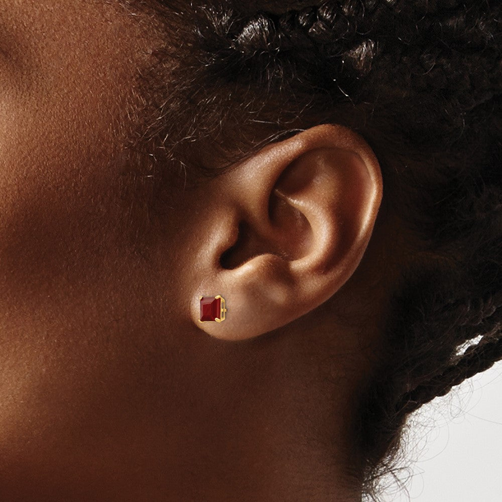 14k Madi K 5mm Square Ruby Post Earrings