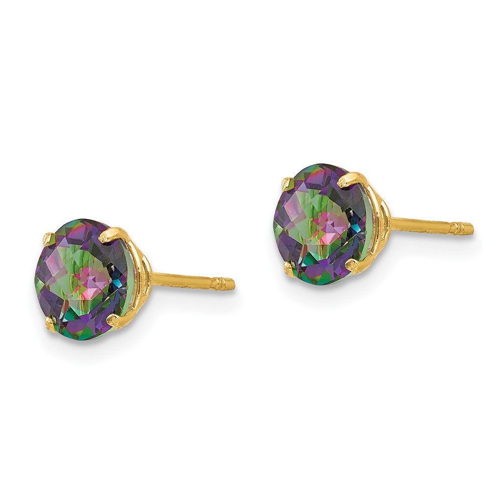 14k Madi K 6mm Round Mystic Topaz Post Earrings