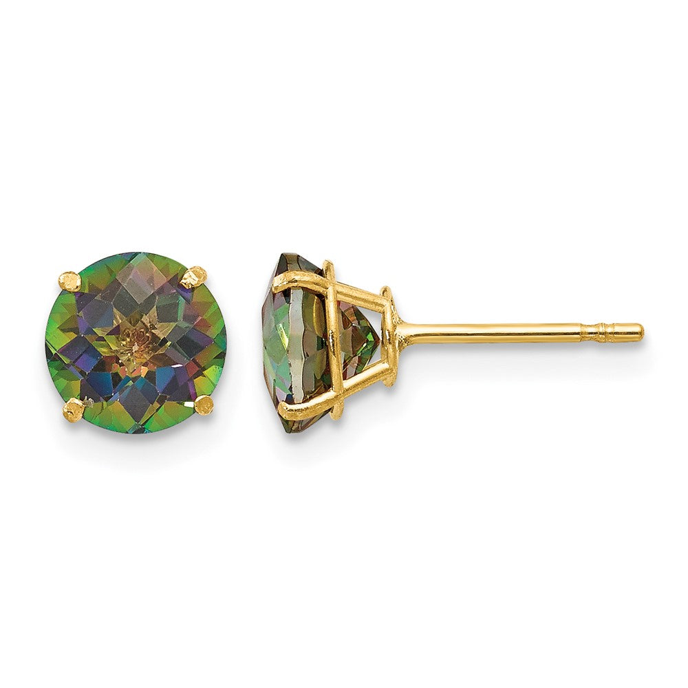 14k Madi K 6mm Round Mystic Topaz Post Earrings