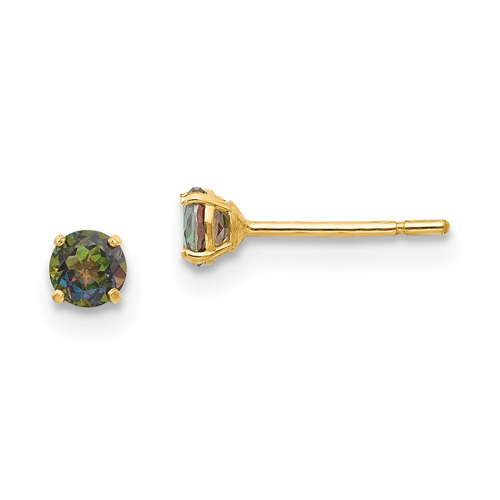 14k Madi K 3mm Round Mystic Topaz Post Earrings