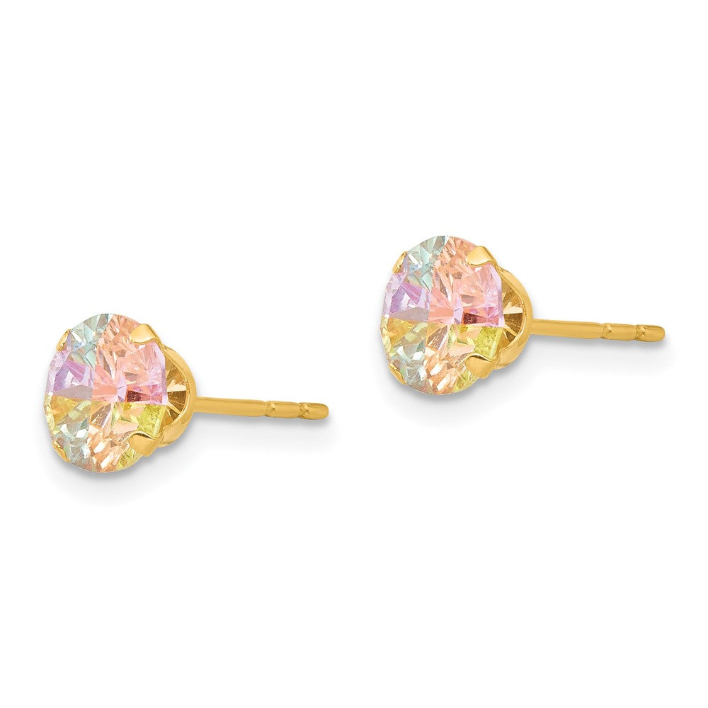 14k Madi K 6mm Round Multi-color CZ Post Earrings