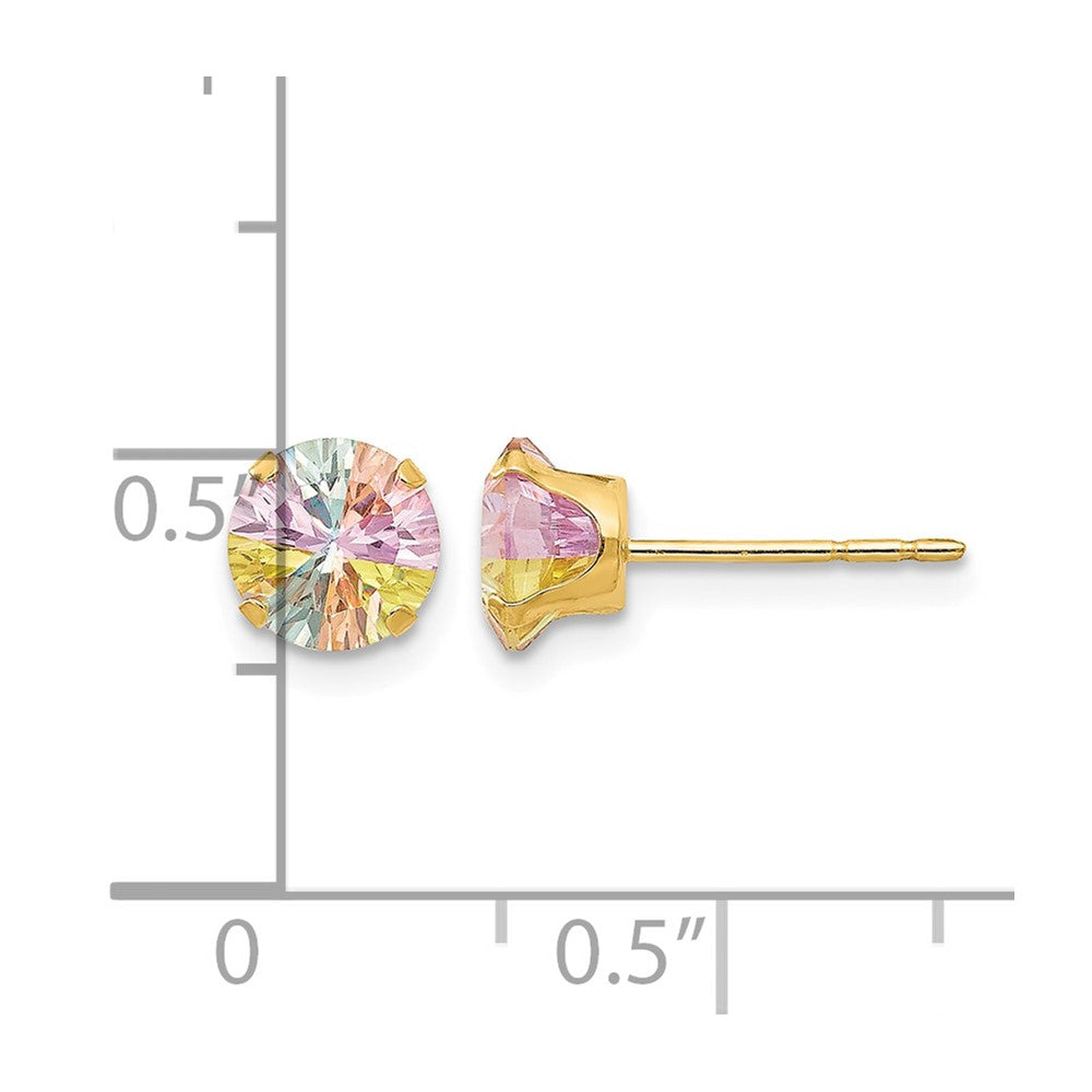 14k Madi K 6mm Round Multi-color CZ Post Earrings