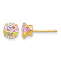 14k Madi K 6mm Round Multi-color CZ Post Earrings