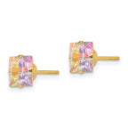 14k Madi K 6mm Square Multi-color CZ Post Earrings