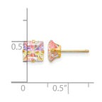 14k Madi K 6mm Square Multi-color CZ Post Earrings