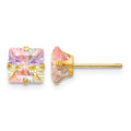 14k Madi K 6mm Square Multi-color CZ Post Earrings