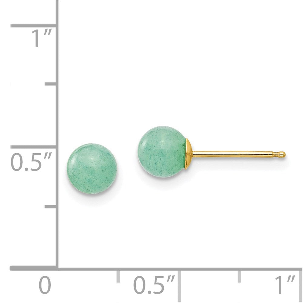 14k Madi K 5mm Round Green Natural Stone Post Earrings