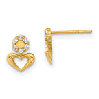 14ky Madi K Childrens Polished CZ Heart Post Earrings