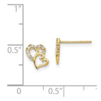 14k Madi K CZ Double Heart Childrens Post Earrings
