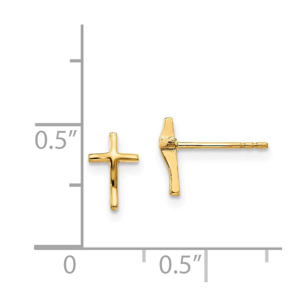 14k Madi K Polished Cross Childrens Post Earrings